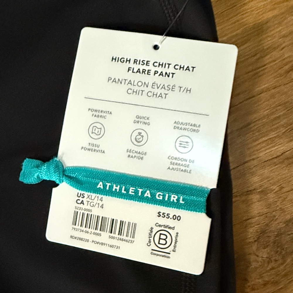 Athleta Girls Black Chit Chat Flare - Size 14 - Picture 2 of 3